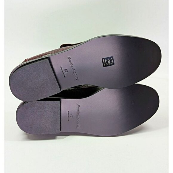 Alexander McQueen Men’s Jupiter Leather Moccasins Burgundy Size 45 (MSRP $990) - Picture 9 of 12